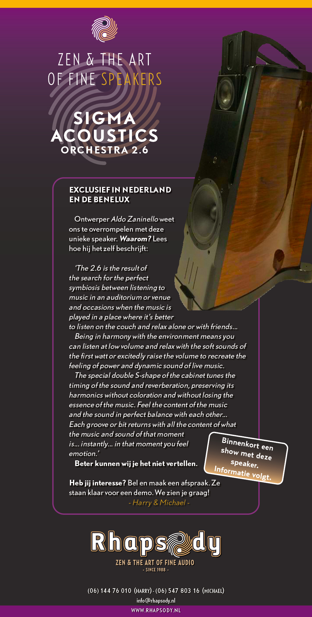 nieuwsbrief Sigma Acoustics Orchestra 2.6